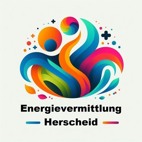 Farbige abstrakte Darstellung mit Personen und den Worten "Energievermittlung Herscheid".
