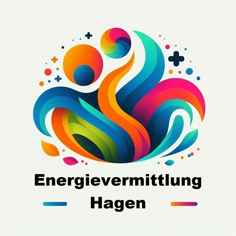 Bunte abstrakte Darstellung von Energievermittlung mit der Aufschrift „Energievemittlung Hagen“.