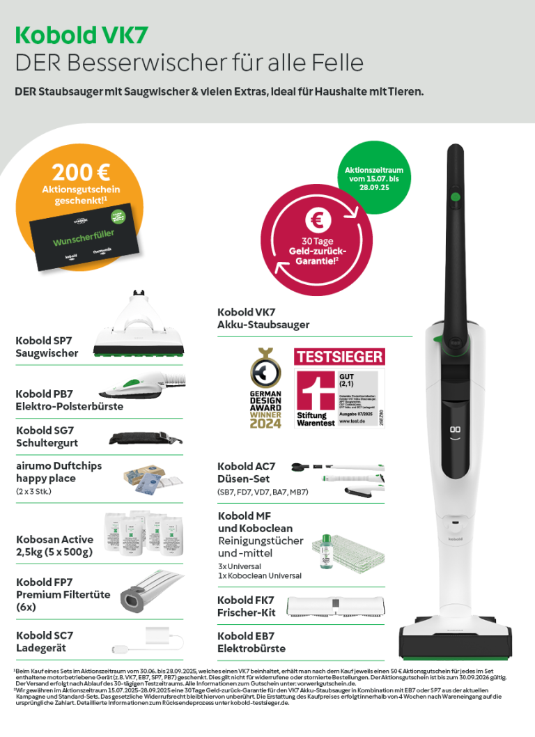 Vorwerk Kobold VK7: kabelloser Saubsauger Saugwischer für alle Fälle und Preisangebot.